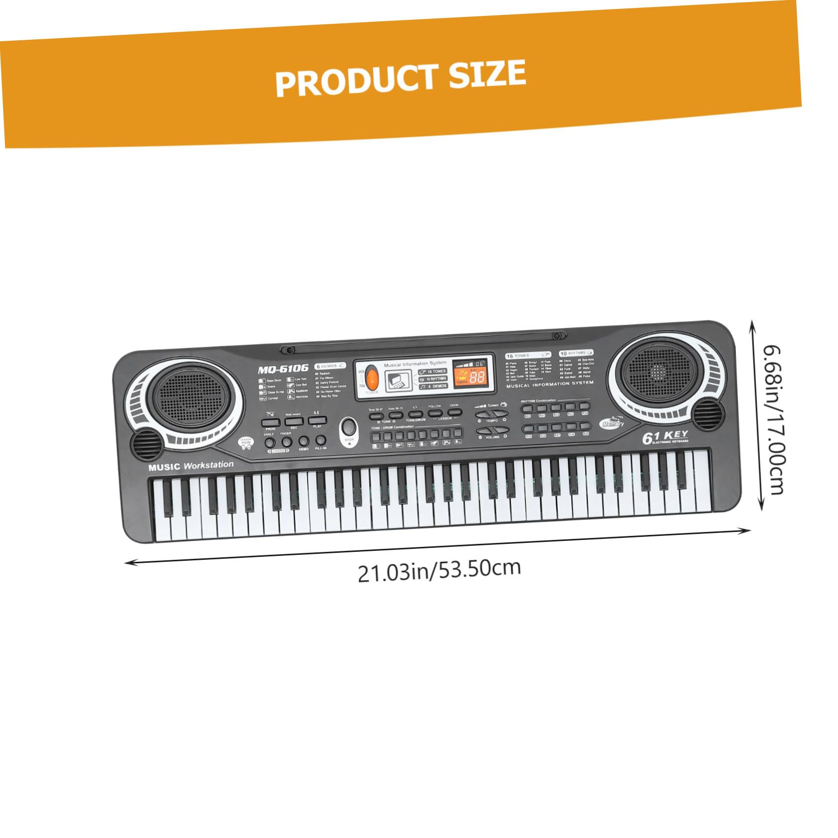 Piano Electrónico de Juguete de 61 Teclas Negro Abs para Niños