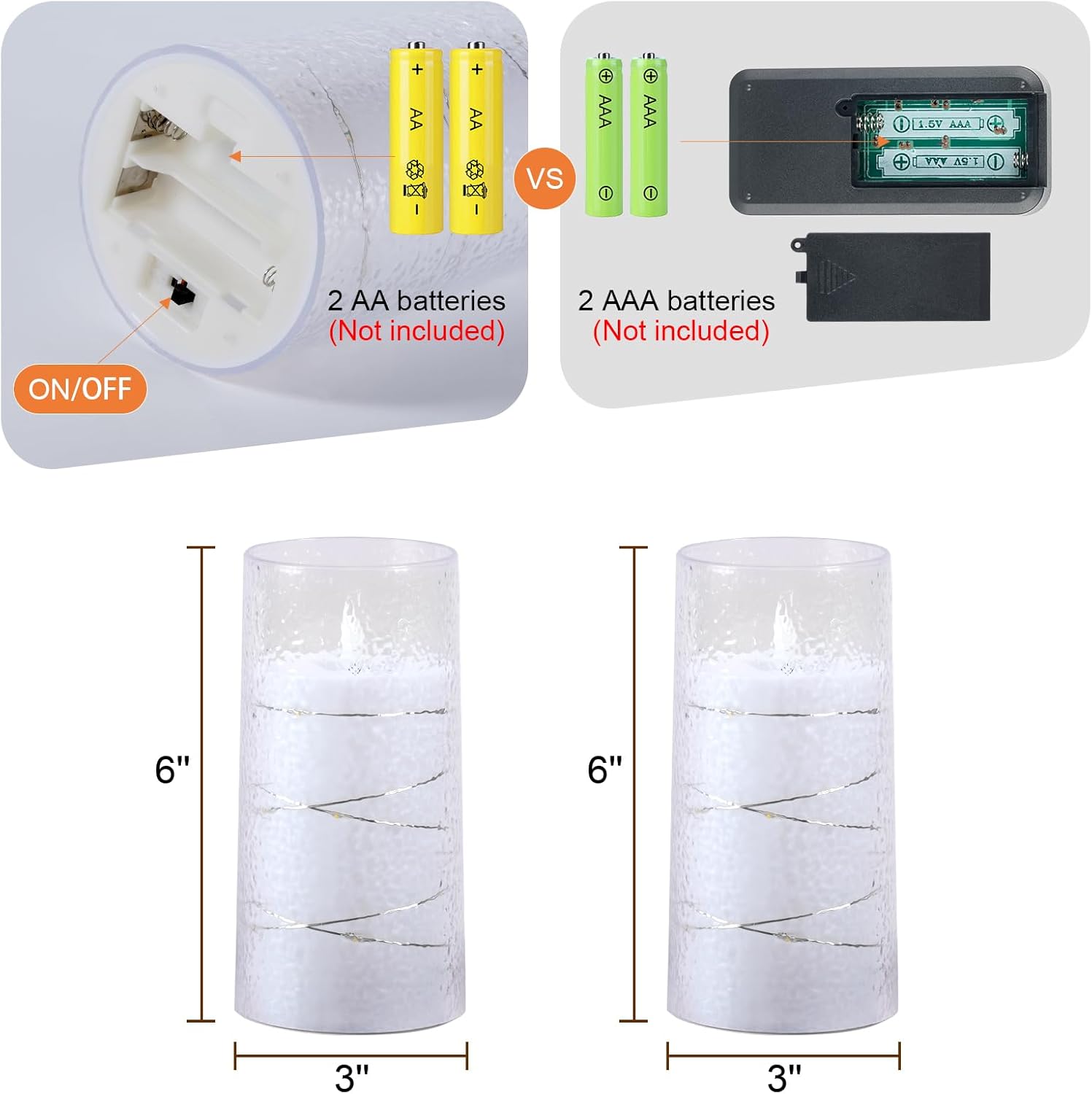 Homemory Upgraded Flameless Candles Flickering with Remote & Timer, 3x6 Inch LED Pillar Candles Battery Operated, Textured Wave Shell with Fairy String Lights, Fake Candle for Wedding, Home Decor