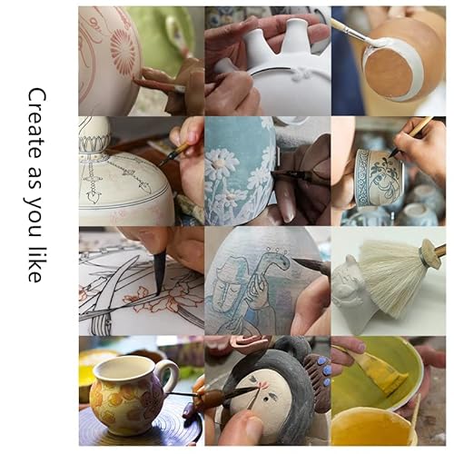 Uigerl Glaze Brushes 14Pcs Pottery Art Painting Tools Pottery Brush Diy Ceramics Design Glazed Coloring Painting Ceramic Painting Brushes White #TOP6