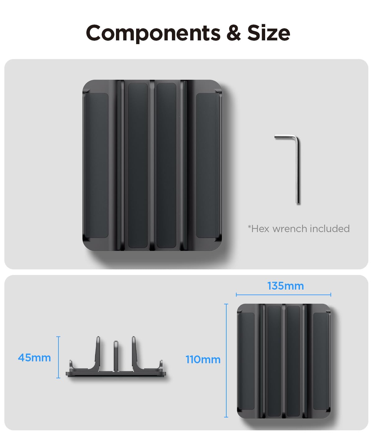 Spigen Supporto Verticale [Fino a 4 Dispositivi] con Slot Regolabili Organizzatore da Scrivania per Laptop, Tablet, Smartphone Compatibile con MacBook Pro Air Mini Neo, iPad, iPhone, Galaxy, Pixel