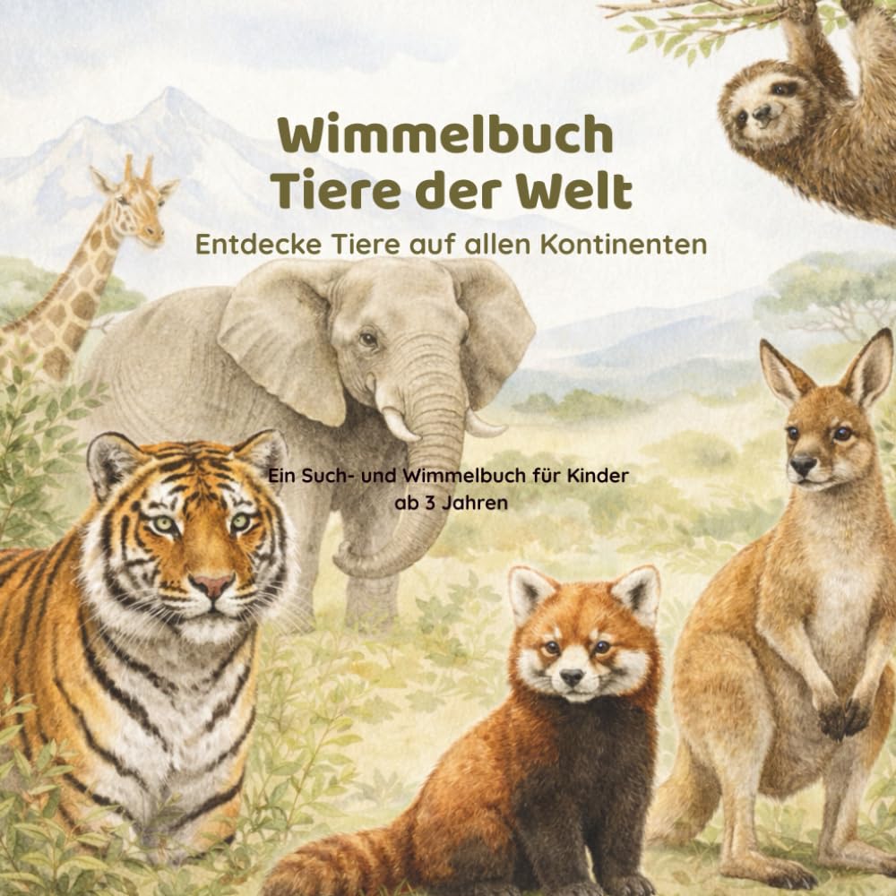 Wimmelbuch Tiere der Welt: Entdecke Tiere auf allen Kontinenten - Ein Such- und Wimmelbuch für Kinder ab 3 Jahren