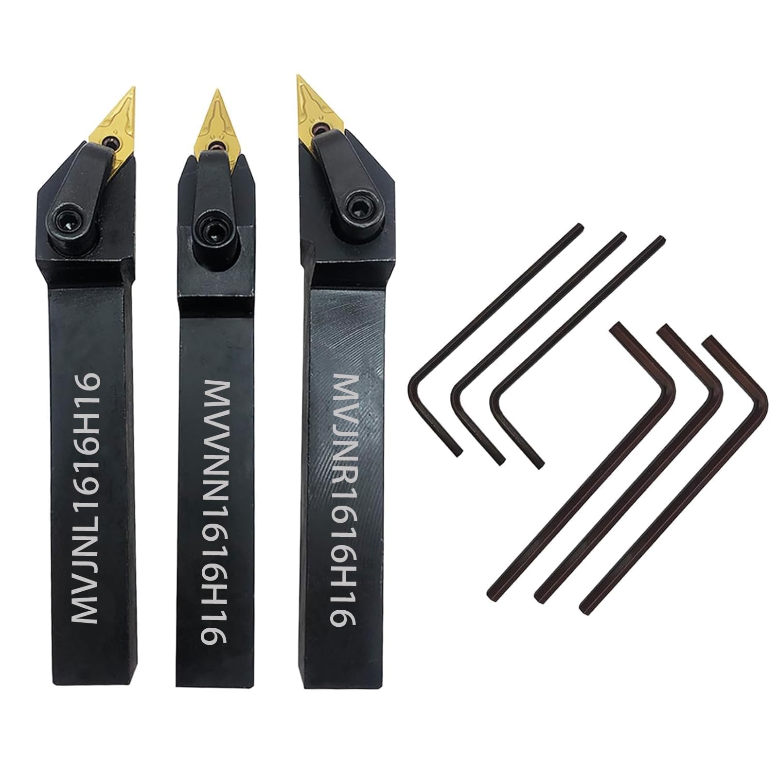 13PC 5/8" outil de tournage 16mm MVJNR1616H16 + MVVNN1616H16+MVJNL1616H16 barre d'alésage de tour CNC indexable+10PC VNMG160404-MA/VNMG331-MA insert d'outil de tournage en carbure indexable