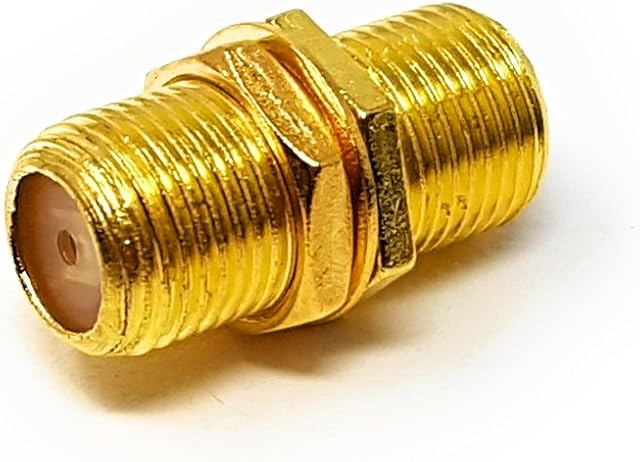MainCore Pro F Type Connector Joiner Female to Female - Satellite/Antenna Cable Coupler/Gender/Changer/Extender/Gold Flashed - for TV, Freeview, Antenna Outlets
