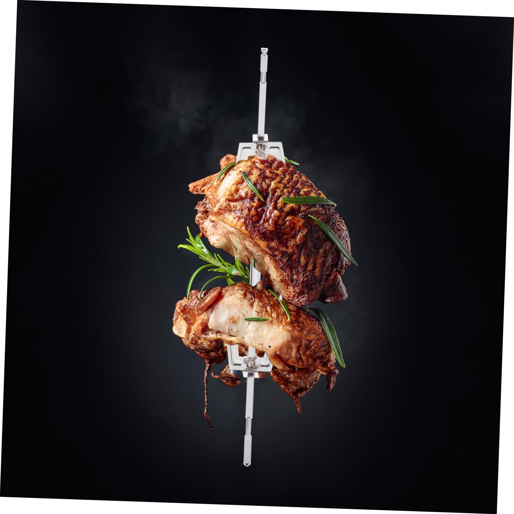 MAGICLULU Forchetta per Pollo Arrosto in Acciaio Inossidabile Resistente alla Ruggine Asta Girevole, Facile da Usare per Barbecue e Feste in Casa
