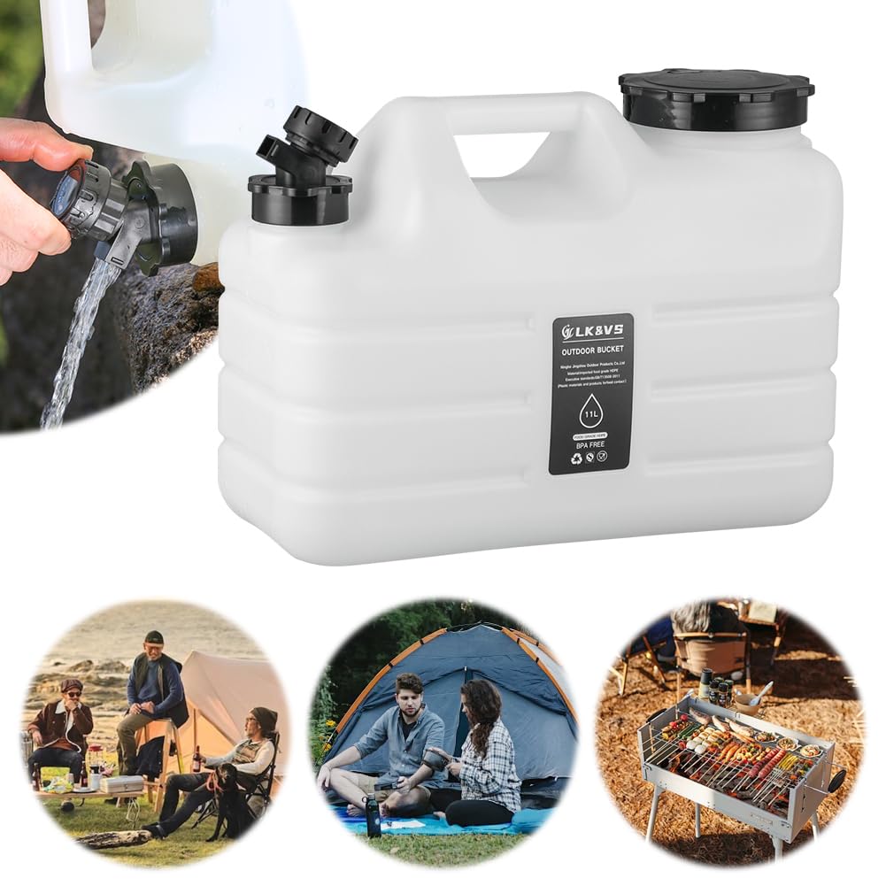 Starnearby Bidon d'eau avec Robinet 12L, Réservoir d'eau Potable, Jerrican Eau Camping, Conteneur d'eau sans BPA pour Camping, Randonnée, Barbecue, Pêche, Véhicule (11L Blanc)