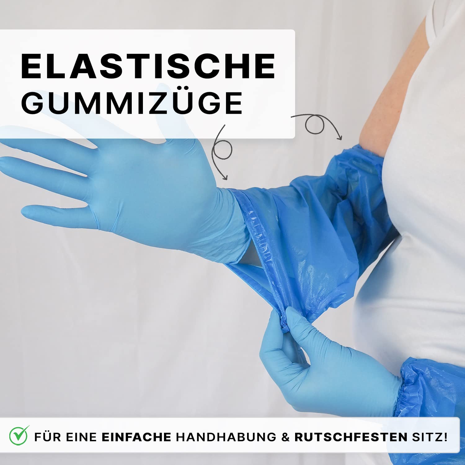 100x ARNOMED® CPE Einweg Ärmelschoner Extra Stark, Plastik Ärmelschoner | Einweg Armstulpen mit Gummizug Blau, Wasserdicht, Ärmelschutz gegen Schmutz für Damen & Herren, Einweg Armlinge