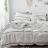 VClife Cotton Queen Duvet Cover Sets Modern Black White Arrow Herringbone Geometric Pattern Comforter Quilt Cover Queen 1 Duvet Cover 2 Pillowcases Hotel Quality Lightweight Durable