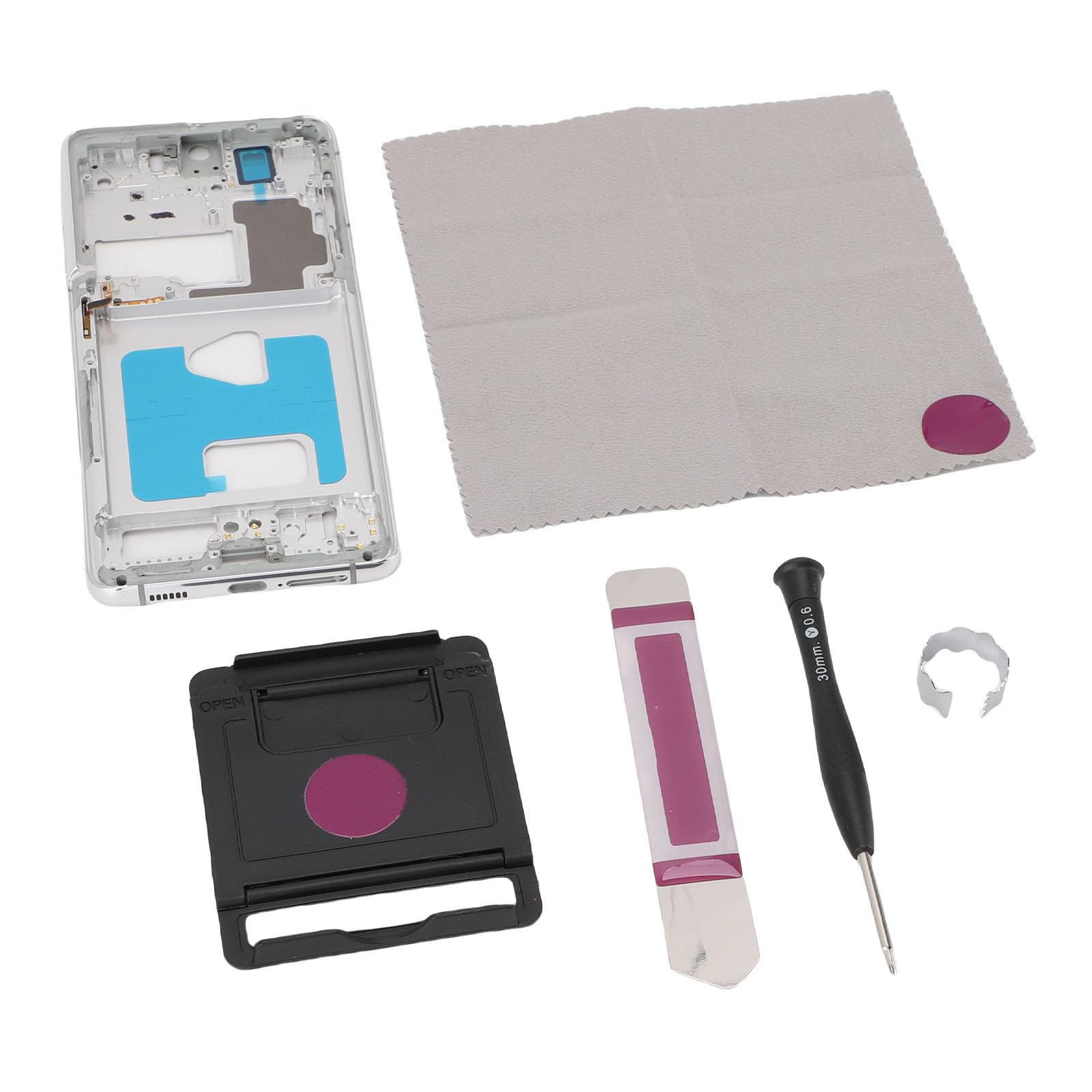 Jectse Piatta di Cornice del Telaio Centrale del Telefono, Fit Precise Telefono Accessorio Centro Centrale Anello LCD con Toolkit per Ultra 5G (Silver)
