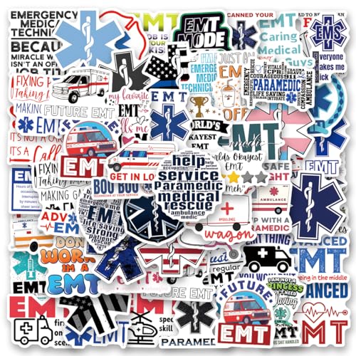 64PCS EMT Stickers, Emergency Medical Service Stickers, EMS Sticker for Paramedic, Water Bottle, Laptop, Phone Case