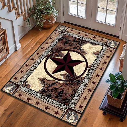 Western Rugs Entryway Rug 3x5 Rugs for Bedroom,Texas Star Vintage,Rustic