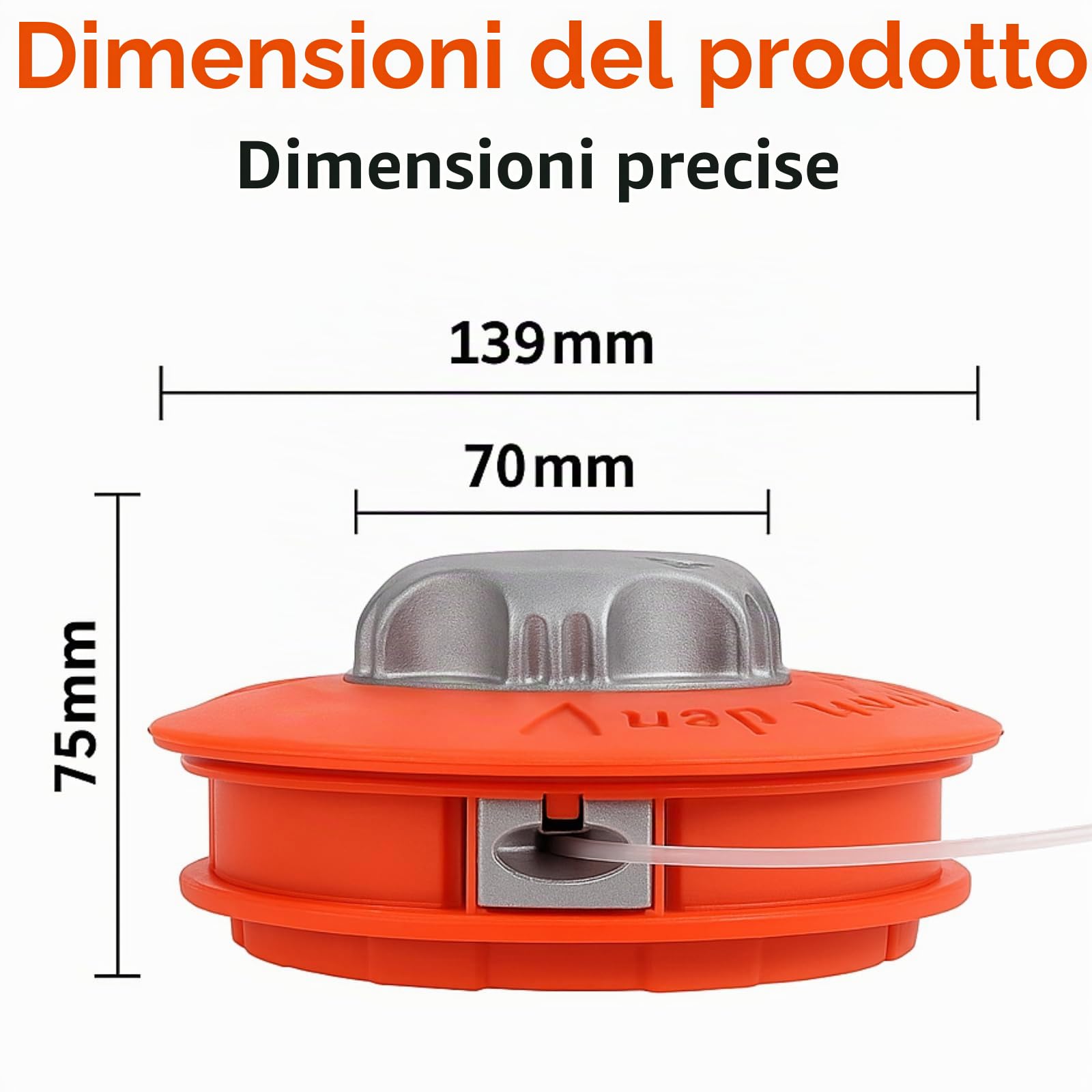 Poweka Testina di Ricambio Universale per decespugliatore M10 x 1,25 per Tosaerba in Nylon Alluminio,Arancia
