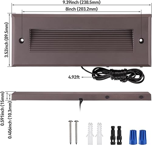 Miniatura 6 de LEONLITE 5W/4W/3W Dimmable 5CCT Low Voltage LED Step Lights Outdoor, 9 Inch Exterior Step Lighting, 12-24V AC/DC Landscape Stair Riser Light, UL