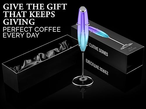 Miniatura 6 de Zulay Executive Series Ultra Premium - Espumador de leche de regalo para café con acabado radiante, manual, eléctrico, para latte, luces de la aurora