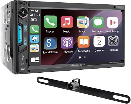 Soundstream VRCPAA-7DRM 7 | Digital Media Receiver, Wireless Apple CarPlay & Android Auto Double Din Car Stereo, HD Touchscreen, Bluetooth | USB/microSD Playback | Camera Inputs + Backup Camera