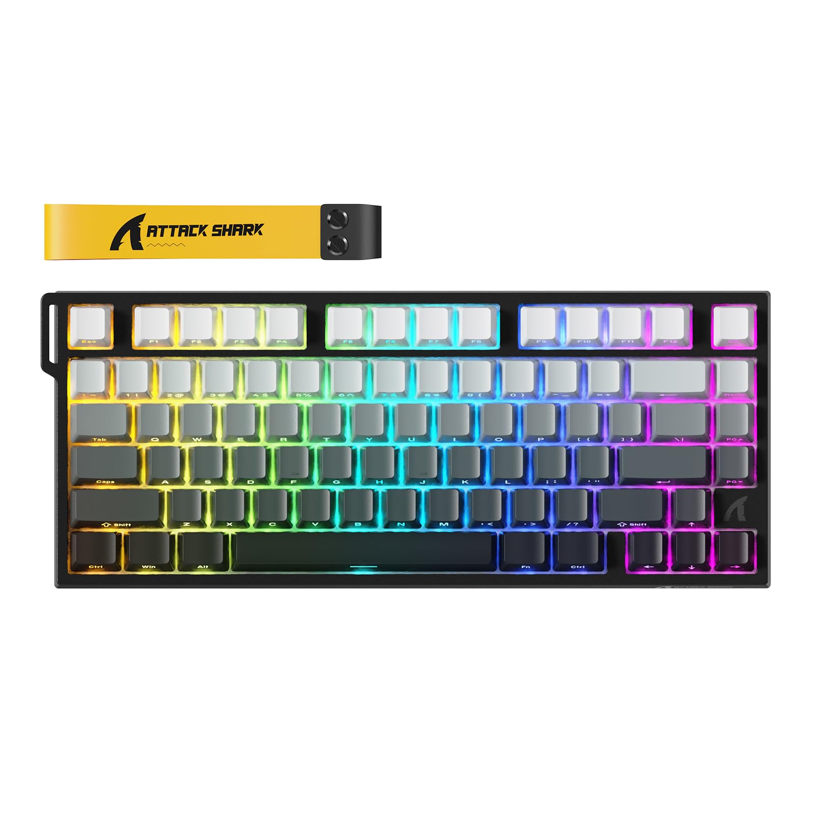 ATTACK SHARK Klawiatura Rapid Trigger R82 HE 8000 Hz, dokładność 0,005 mm RT, przewodowa klawiatura RGB 75% do gier z przełącznikami magnetycznymi, regulowane uruchamianie, Snap Tap, do PC/Mac, noc