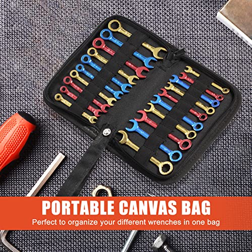 Speedwox 10 Pcs Mini Combination Wrench Set Metric & Sae Color Plated Open And Box End Mini Wrenches Color Coated Midget Wrench Set With Portable Pouch And Large Ring（4-11Mm(5/32-7/16"） #TOP6