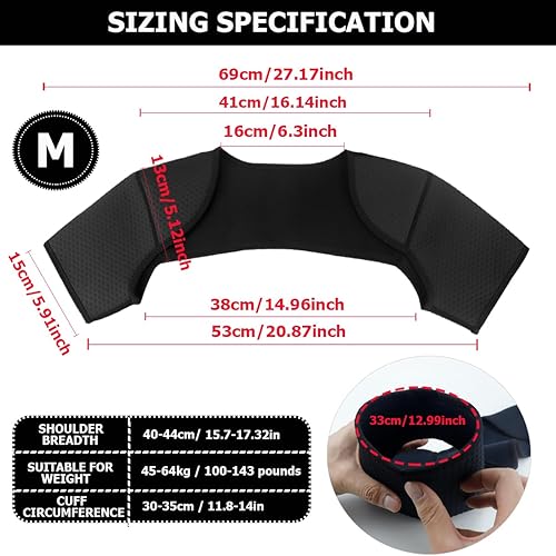 Miniatura 8 de Soporte de hombro doble, duradero y cómodo, equipo de protección deportivo transpirable para alivio del dolor de tendinitis crónica, correa de