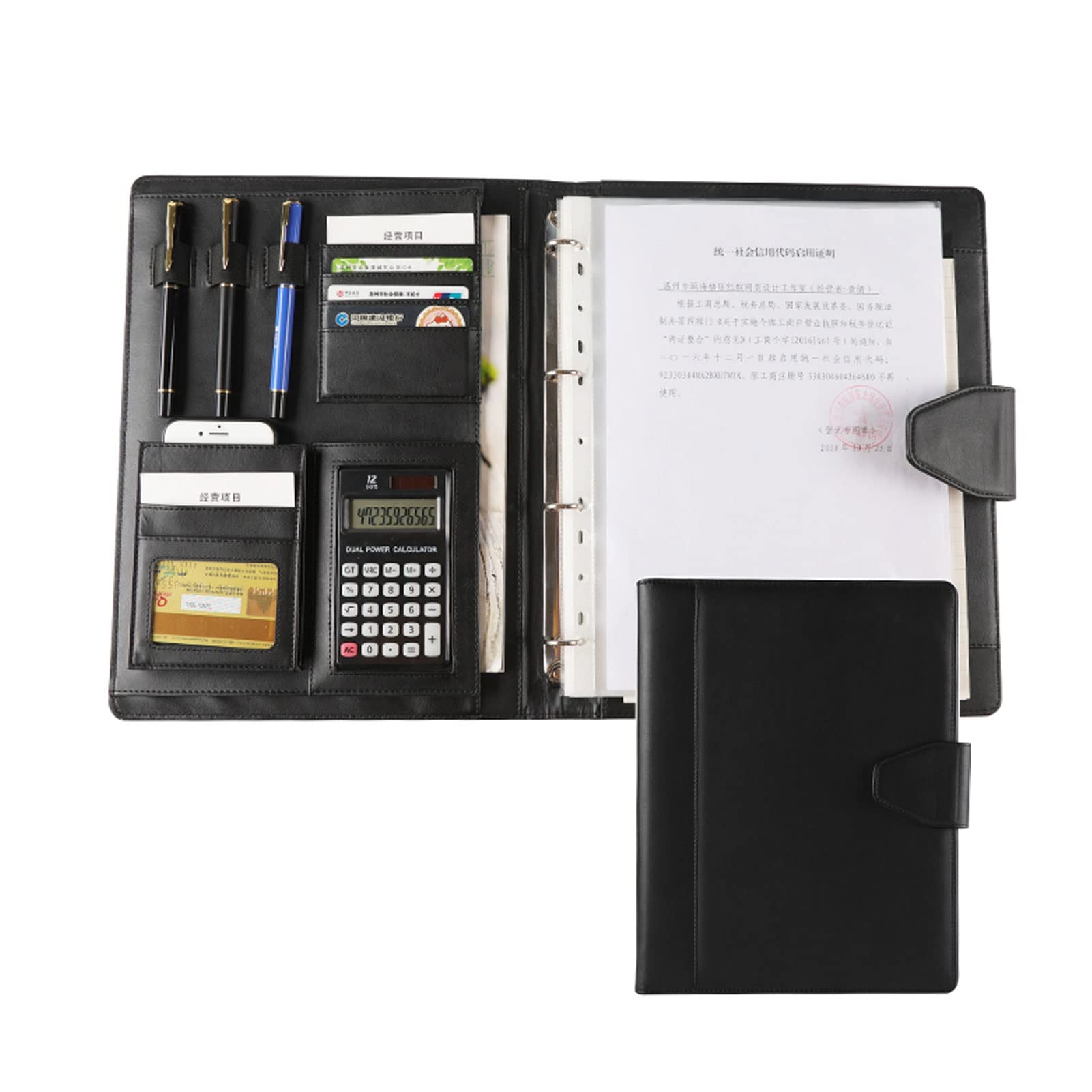 Schreibmappe A4 Klemmbrettmappe Portfolio-Schreibmappe für Damen und Herren, inklusive Visitenkartenhalter, A4-Schreibblock für Business, Schule, Büro