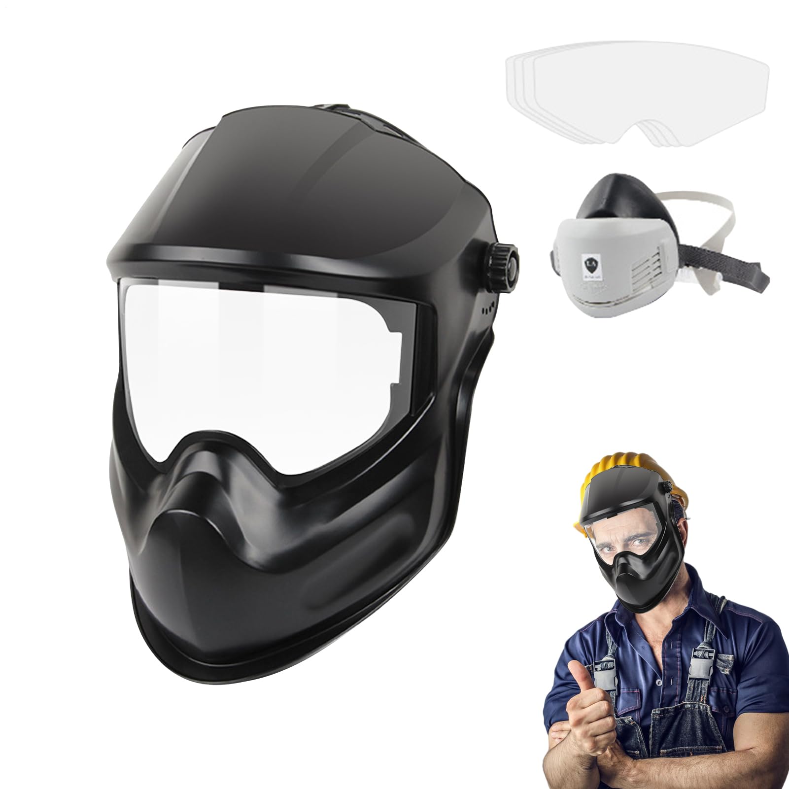 Cagoule de Soudage,Protection pour Meulage - Casque de Soudage Intégral Grande Visibilité pour TIG, MIG, Découpe, Meulage, Construction, Soudure à l'arc, Industrie,