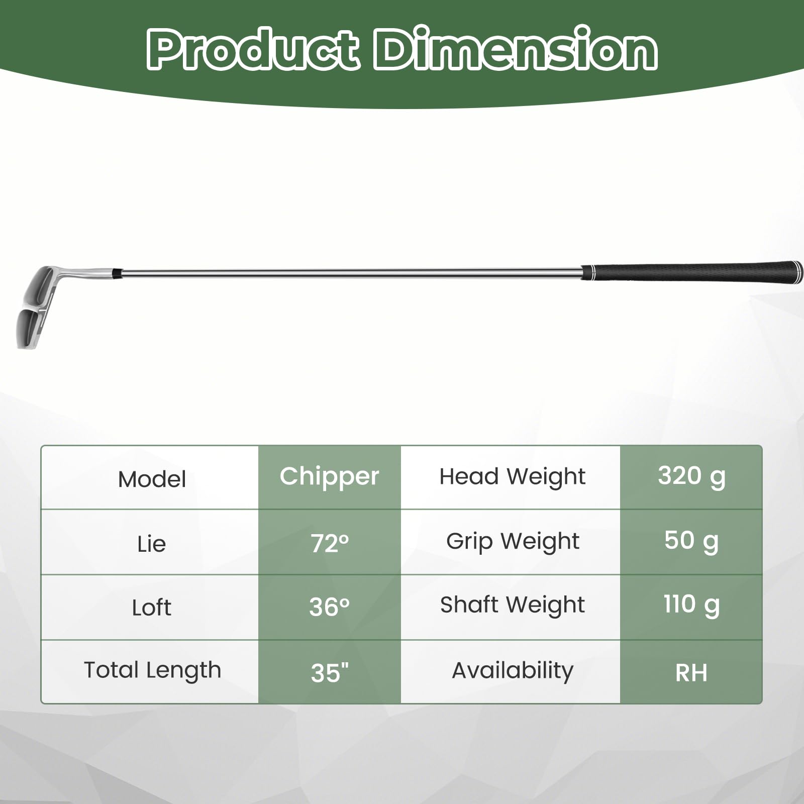Tangkula Golf Chipper Club, 36 Degree Pitching Wedge for Men