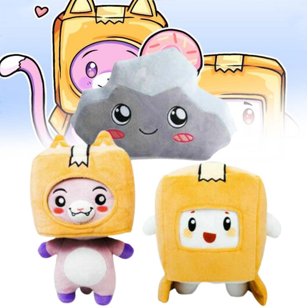 3PCS Set Dolls Set Lankybox BOXY + FOXY + ROCKY Plush Soft Stuffed Toy Kid Game Figure Plushie Doll Gift