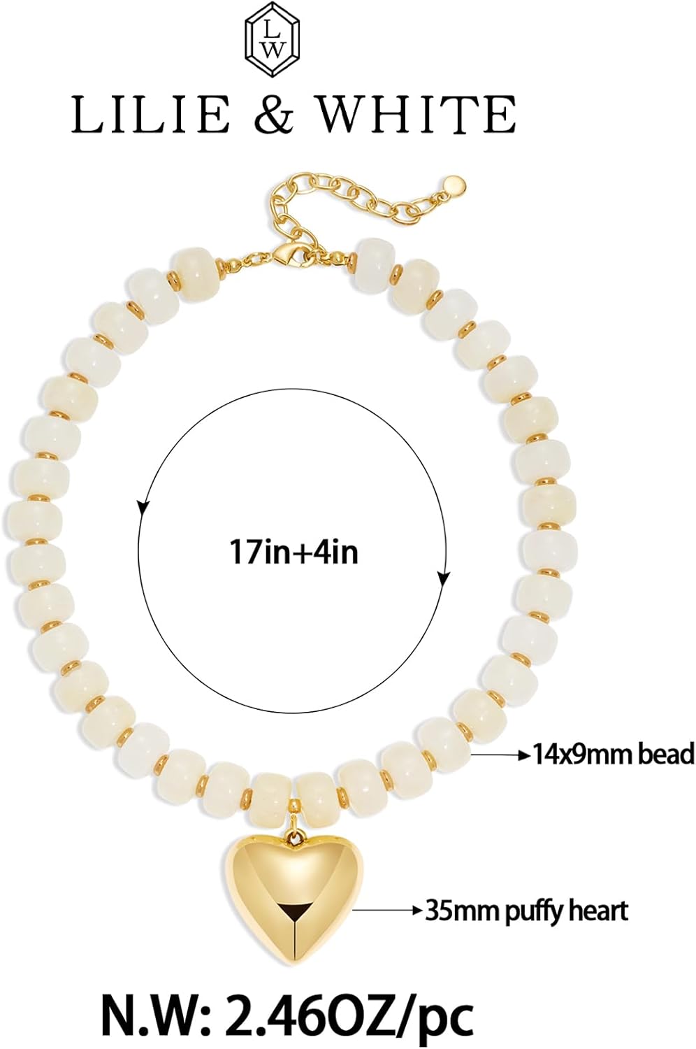 LILIE&WHITE Resin Chunky Beaded Necklace for Women Minimalistic Modern Statement Necklace Jewelry Accessories - Image 6