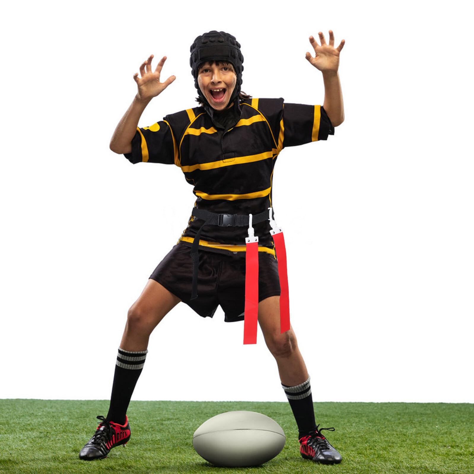 MAGICLULU Ceintures de Flag Football Ajustables en Nylon Résistant 2 Pièces Rouge et Noir pour Entraînement et Matchs Extérieurs, Accessoire Essentiel pour Jeu Rapide et Cohésion D’équipe
