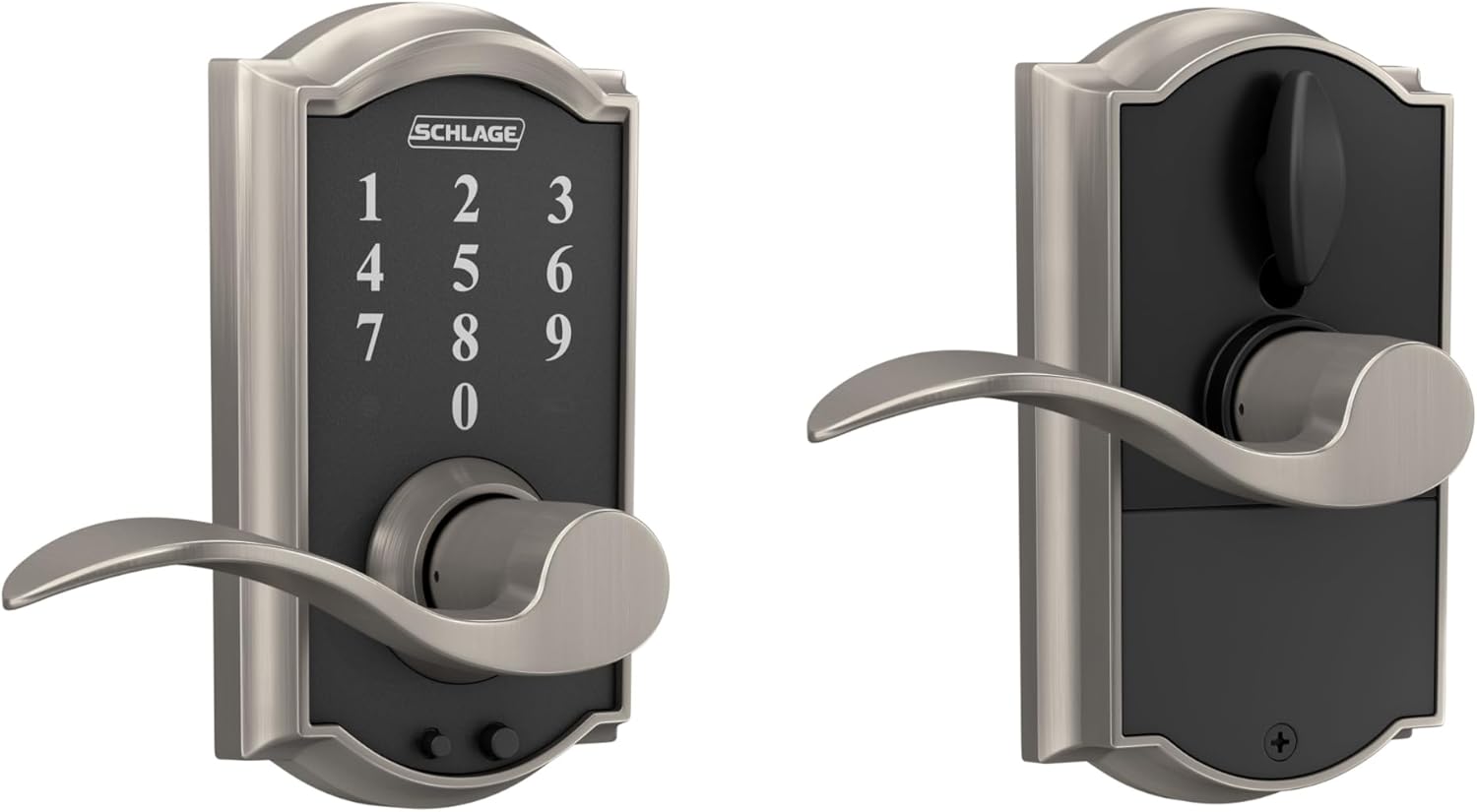 SCHLAGE Touch Camelot Lock with Accent Lever (Satin Nickel) FE695 CAM 619 ACC