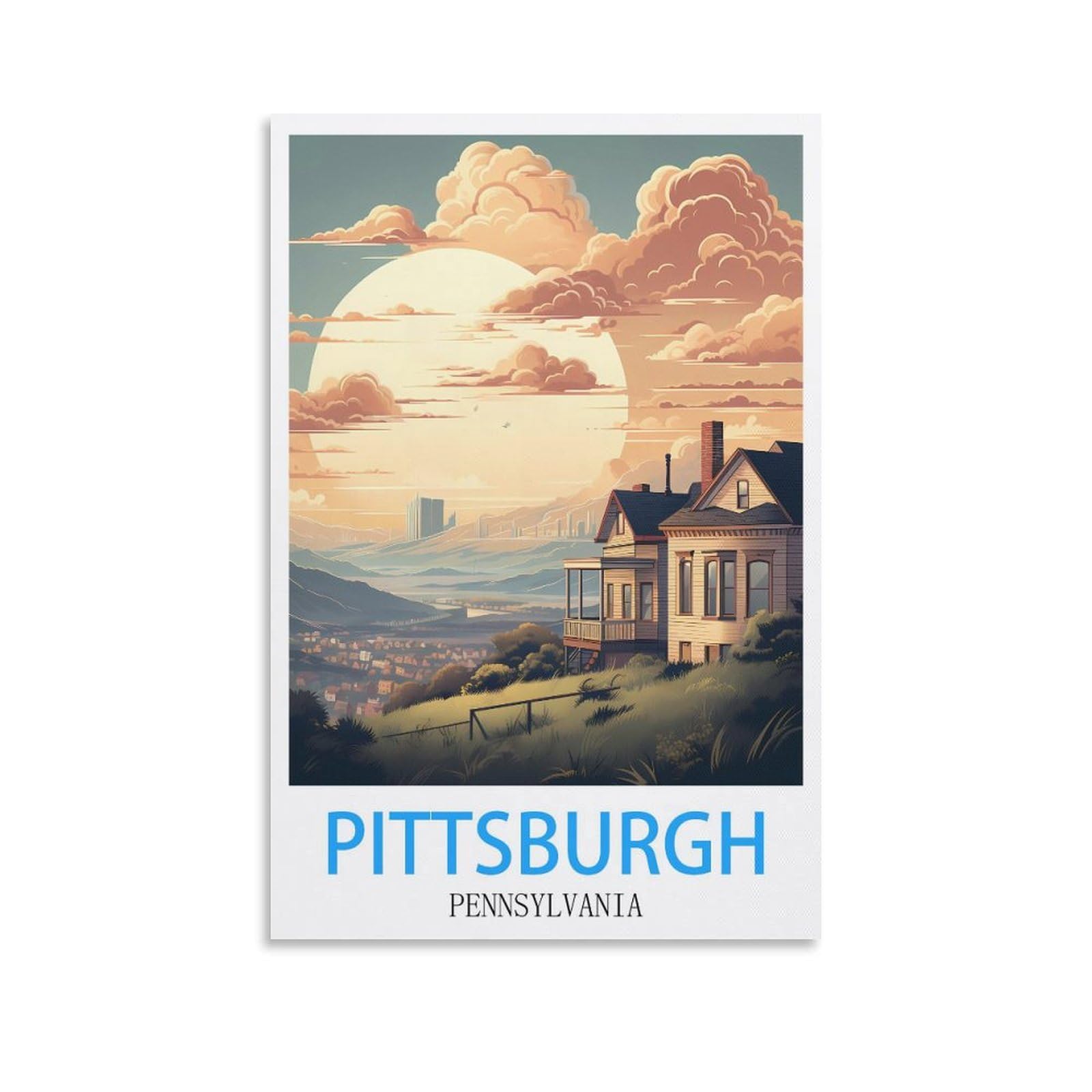 EZMLFA 5D Diamond Art Kits for Beginner,Pittsburgh Pennsylvanias Crystal Rhinestone Embroidery Craft Kits for Home Wall Decor Gifts, 40x50cm