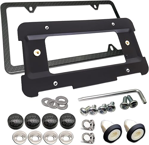 Marco de soporte para matrícula trasera Aootf - Compatible con BMW Serie 1 a 6, soporte para etiqueta con tuercas de expansión enchufables y marco