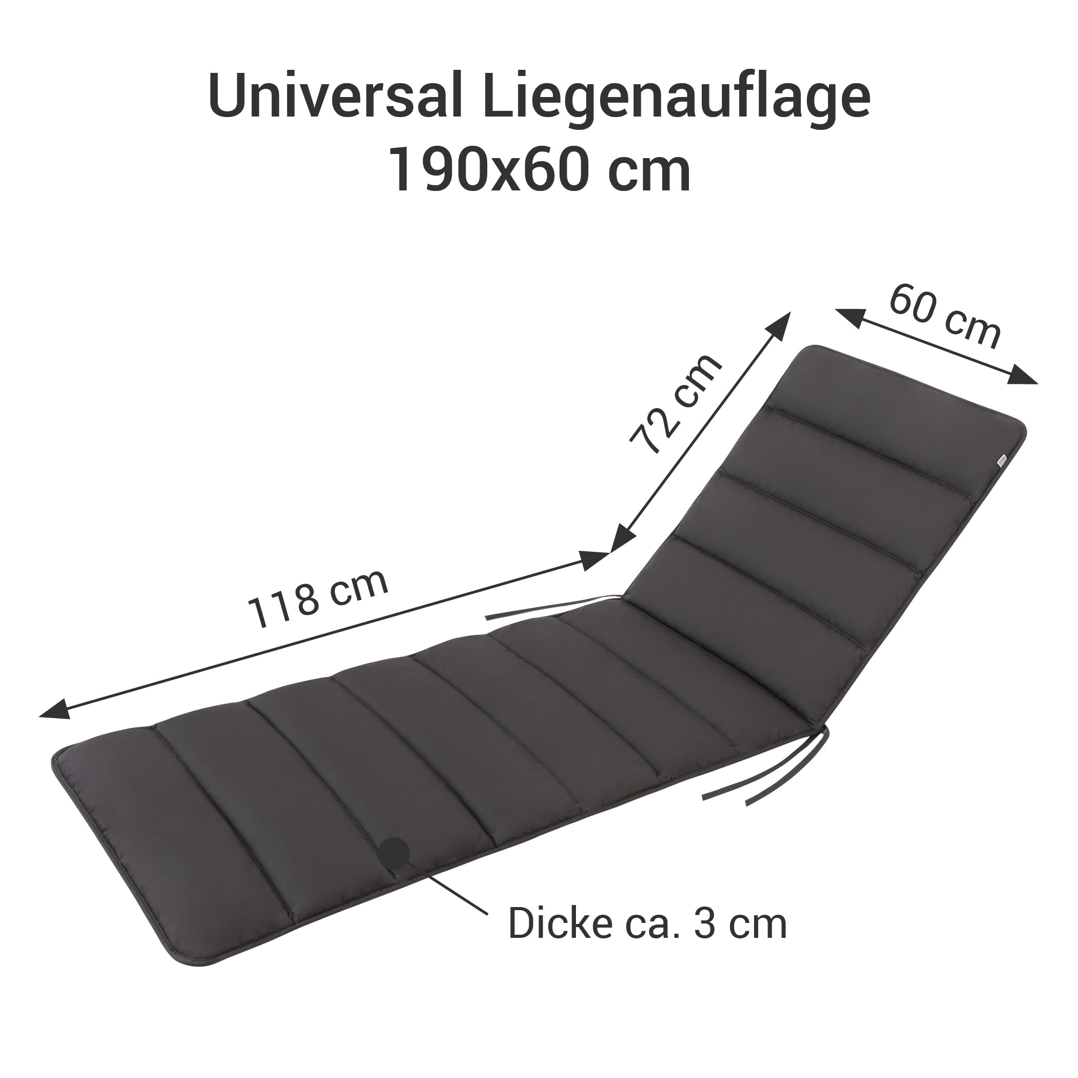 HAVE A SEAT Living - Auflage Gartenliege Flair | 190x60 cm - Weiche Universal Sonnenliege Auflage Dünn - Komfortabel, Wetterfest, Waschbar bis 95° C