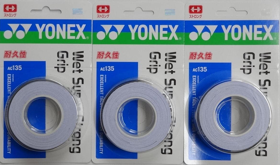 ヨネックス　ウェットスーパーストロンググリップ AC135　W×3・BK×3 ③ ウェットスーパーストロンググリップ(3本入).AC135|AC135