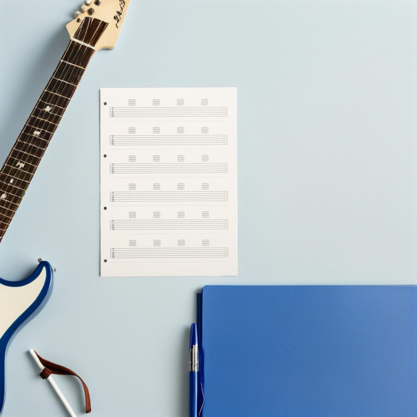 Papel de Composición para Guitarra 85 Hojas en Blanco, Diseño Elegante y Escritura, Adecuado para Práctica en Casa y Actuaciones