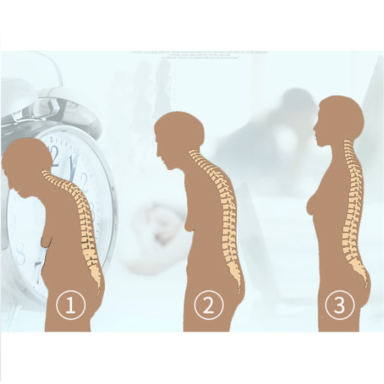 Transpirable Cómodo Espalda Hombro Corrector de Postura Cinturón de Corrección de Postura Correa de Corrección Espalda Camello Cómoda Ayuda a Equilibrar el Estrés Aliviar la Fatiga Muscular Dolor de