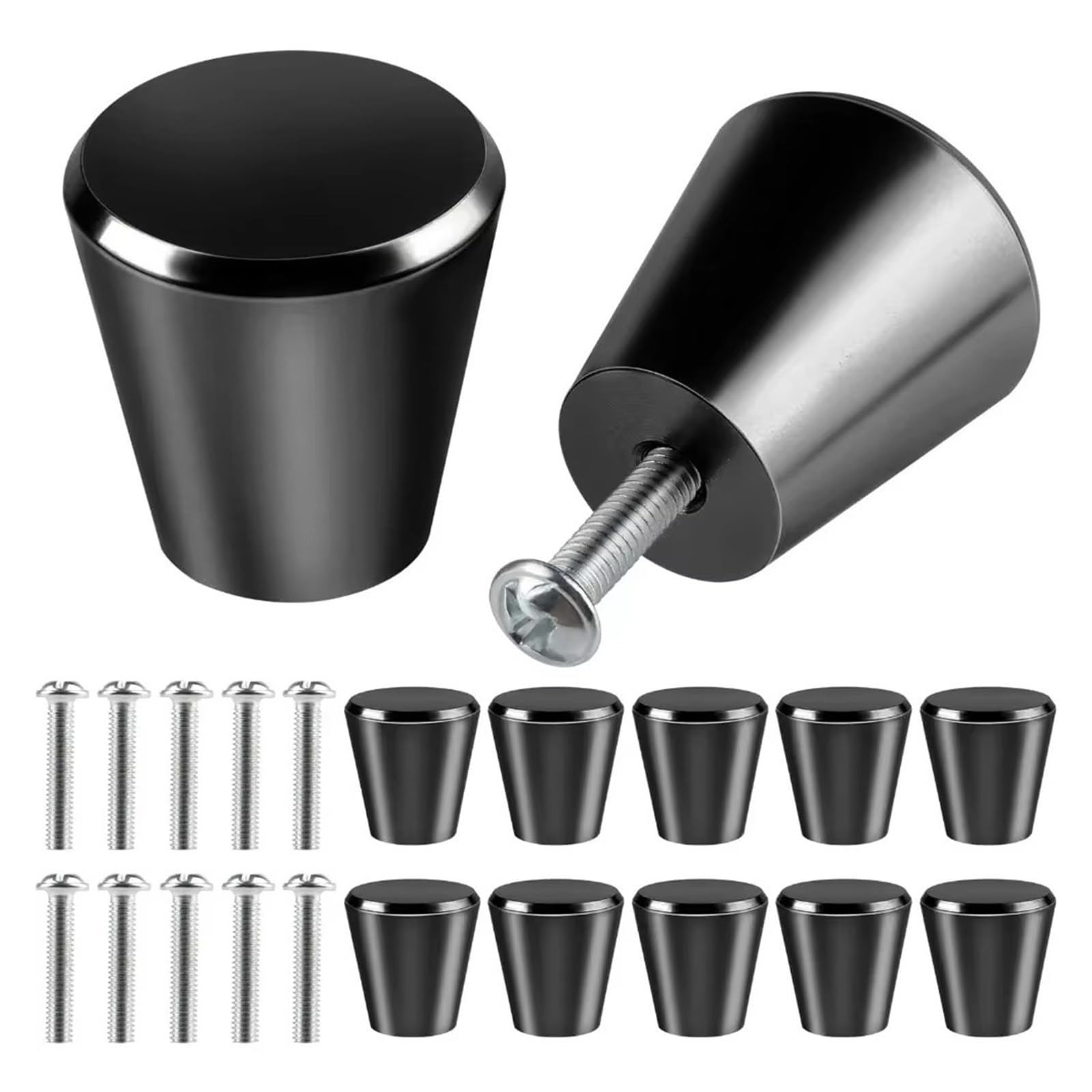 Cidegoo Black 10Pcs Round Wardrobe Closet Knobs Handle For Cabinets Drawers Cupboard Pulls