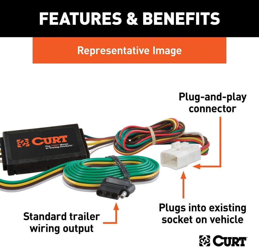 CURT 55244 Vehicle-Side Custom 4-Pin Trailer Wiring Harness, Fits Select Nissan Xterra
