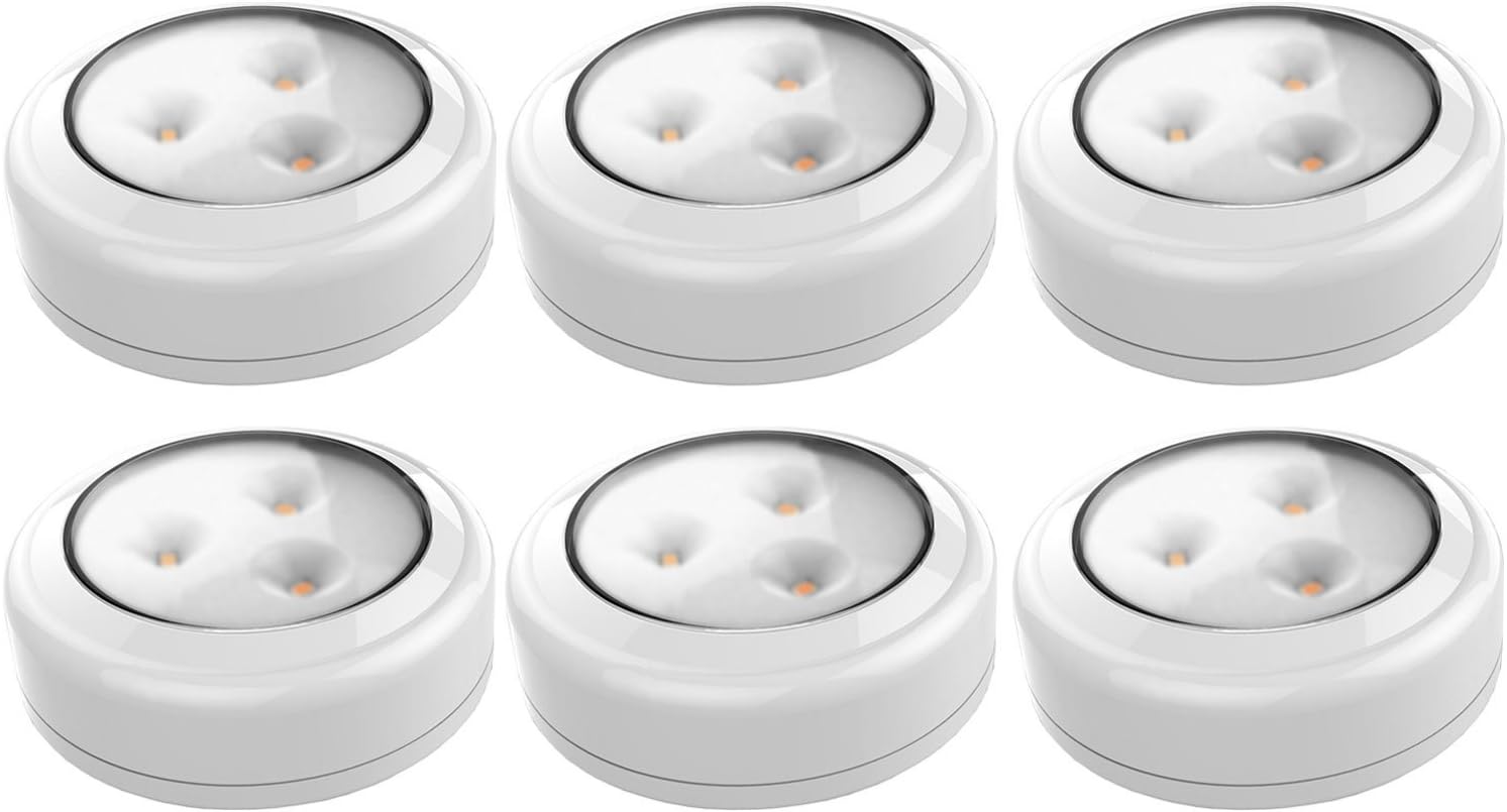 Brilliant Evolution BRRC146 Wireless LED Under Cabinet Lighting | Closet Light | Battery Powered LED Lights | 6 Pack Puck Lights, Stick On Lights | LED Puck Light