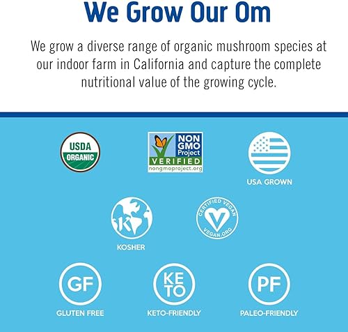 Miniatura 8 de OM Mushroom Superfood Master Blend - Mezcla de hongos y adaptógenos, proteína vegetal cremosa de vainilla, porción individual, 10 unidades, 10