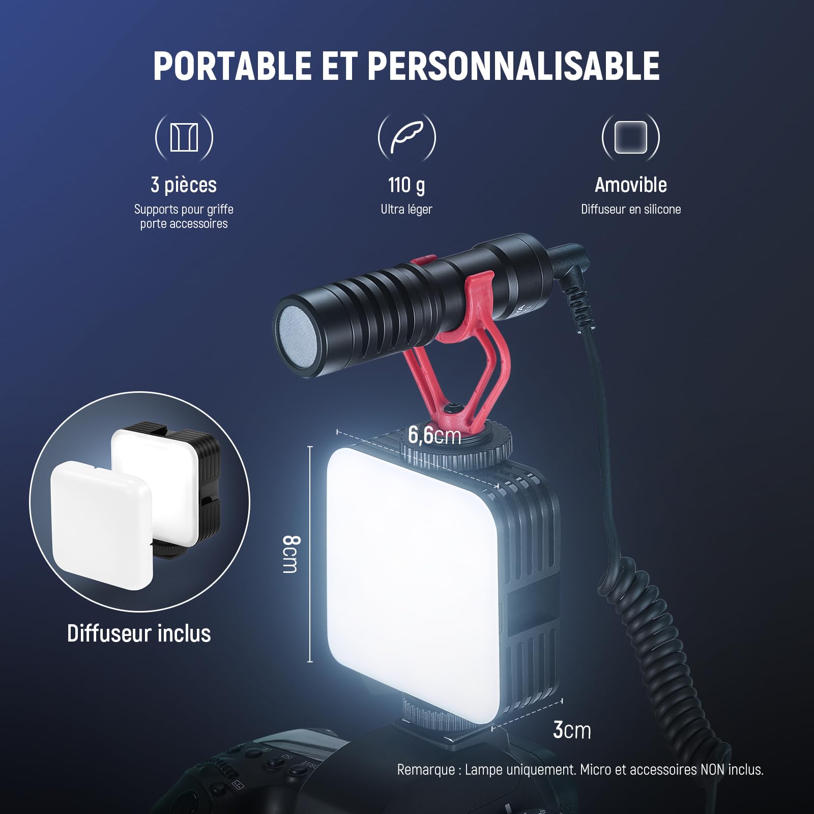 NEEWER Lampe Magnétique RGB pour Appareil Photo,360° Couleur RGB61 CRI97+ 2500-8500K 2000mAh Petit Panneau LED Portable pour Enregistrement Vidéo Streaming,3 Sabot Froid,20 Scènes,Chiffon de Nettoyage