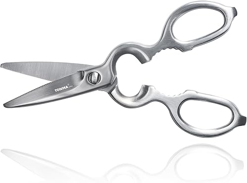 TONMA Tijeras de cocina multiusos fabricadas en Japón Tijeras de cocina afiladas forjadas de acero inoxidable resistentes, aptas para lavavajillas,
