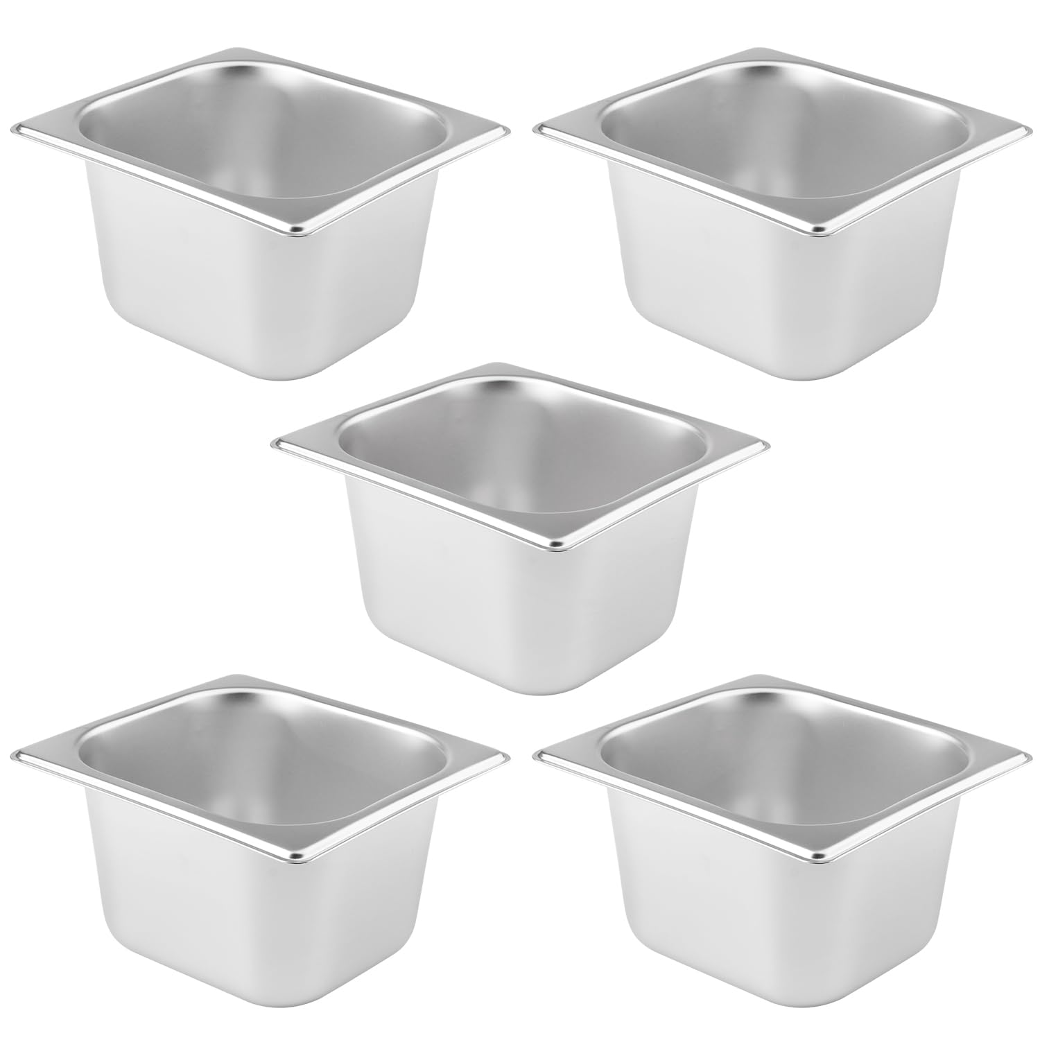 Snapklik.com : 5 PCS 1/6 Size, 4 Inch Deep Stainless Steel Steam Table ...