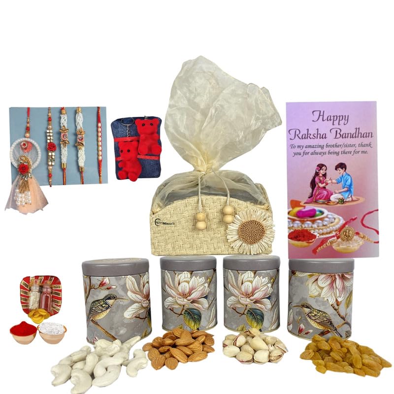 Image of NUTRI MIRACLE Rakhi Day Combo of Chocolate-Coated Almonds and Seeds | Retirement Gifting Box of Healthy Dry Fruits and Bars