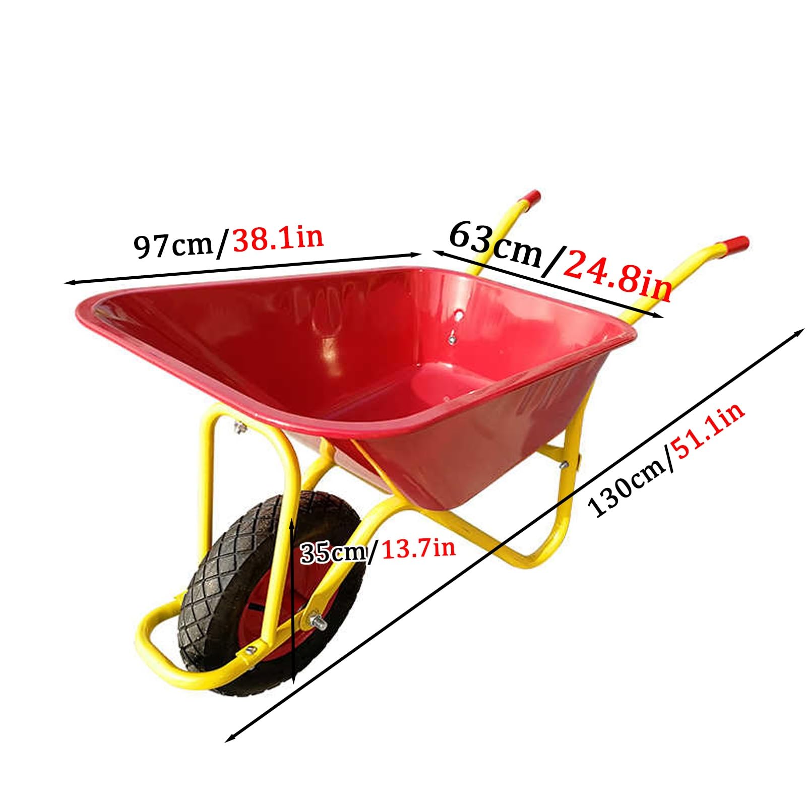 Taczka, WóZek Ogrodowy Domowego, 180 Kg, do Ogrodnictwa, Trawnika, Gospodarstwa Rolnego, Placów Budowy, z Oponami Pneumatycznymi Taczka Ogrodowa
