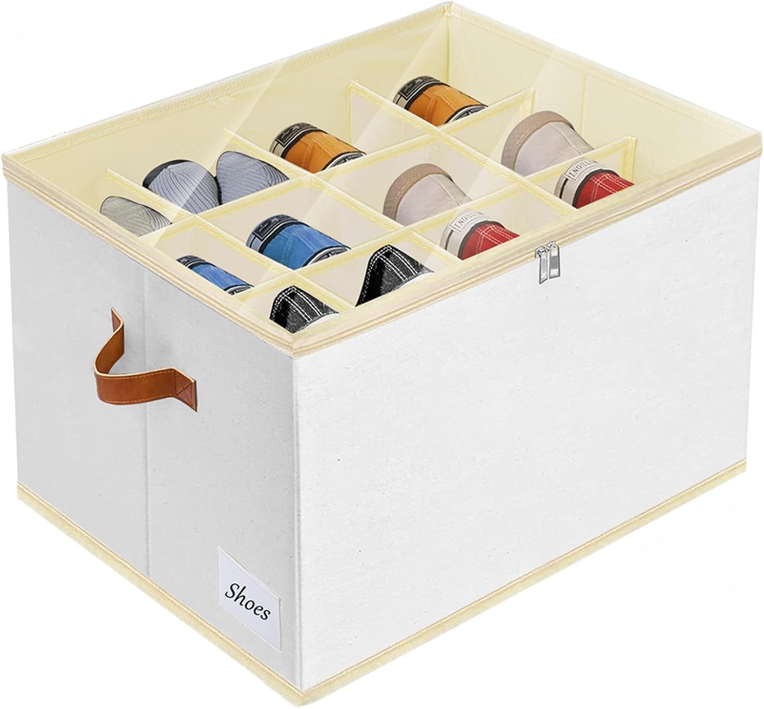 Caja para zapatos, Organizador Zapatos Armario, Cajas Almacenaje Zapatos Plegable, Caben 12 Pares con Tapa Transparente, Soporte Inferior y Asas Reforzadas