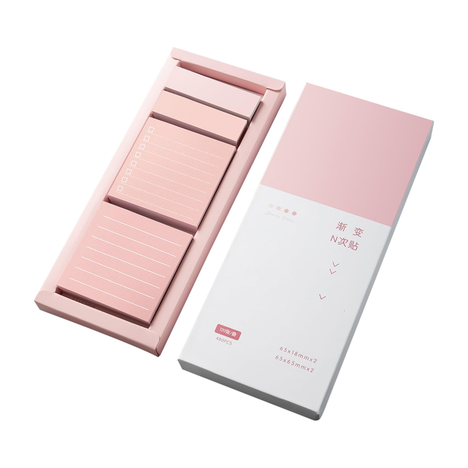 nalaina Sticky Notes, 480 Pcs post it notes, Self-Stick Pads Post It Notes, for Home Notebook Calendar Journal Office Supplies (Pink)