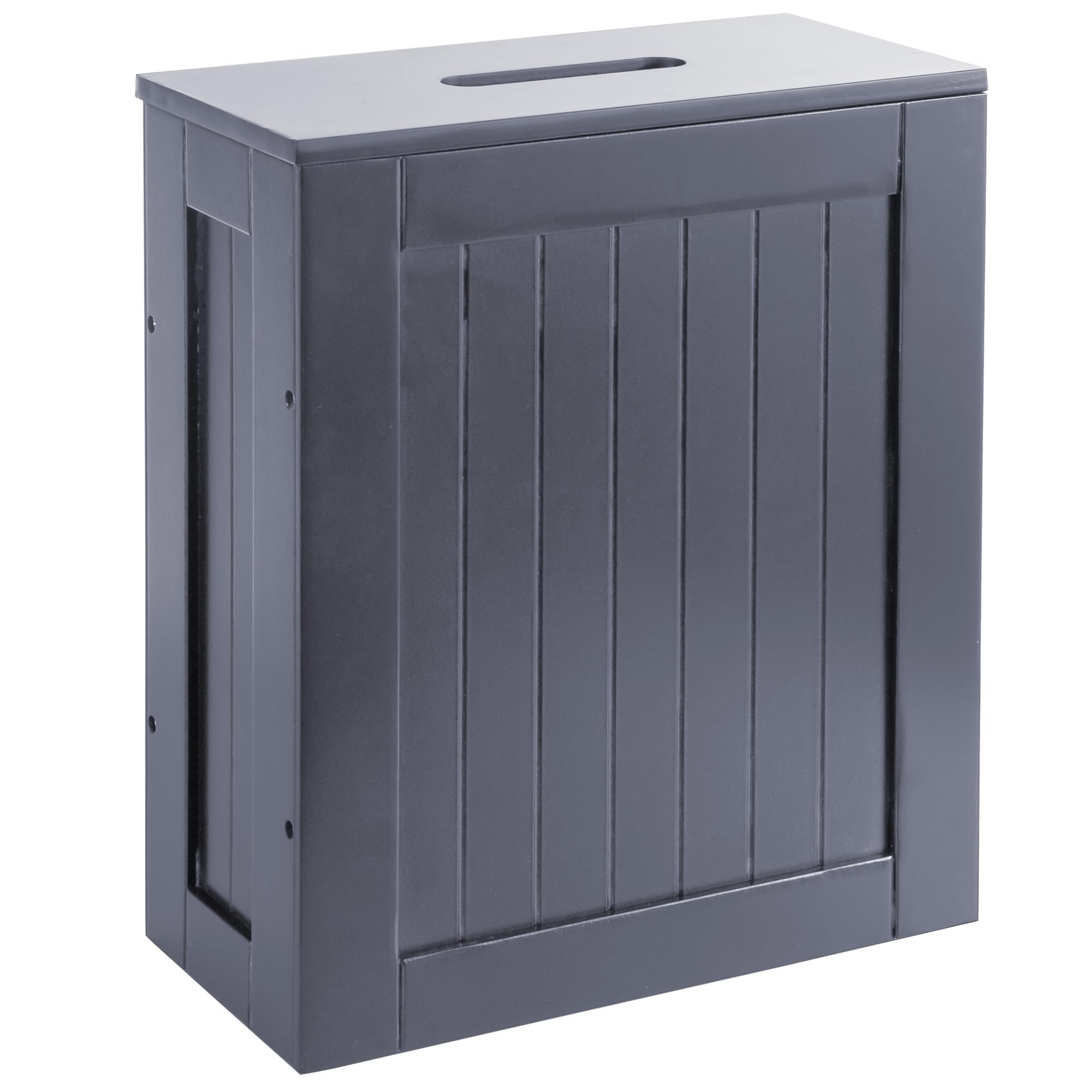 HYLT Bathroom Storage Unit – Freestanding Toilet Roll Cabinet & Slim Wooden Organizer – Compact Multi-Purpose Storage Box for Toilet Rolls, Cleaning Supplies & Toiletries (Grey)