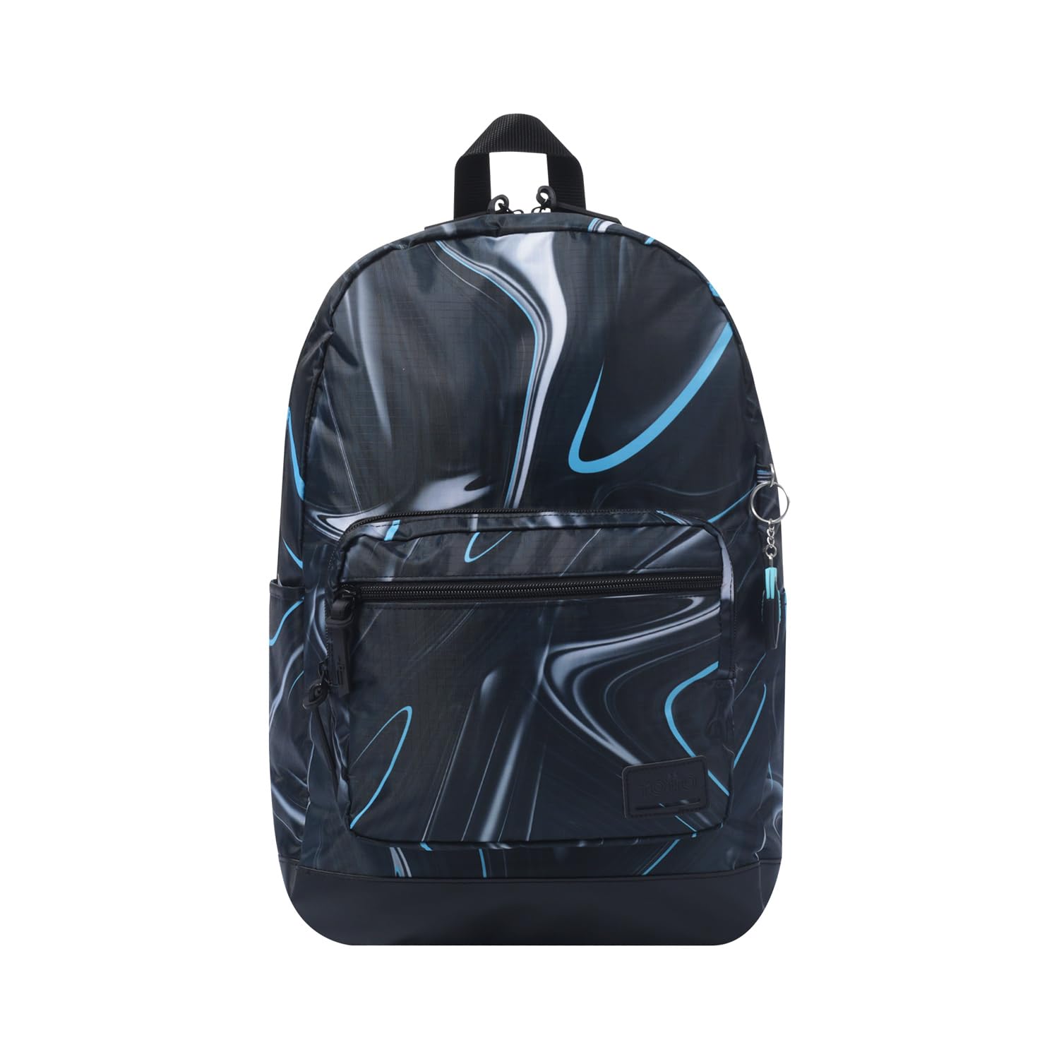 TOTTO - Mochila para Ordenador Portátil de 14 Pulgadas, Modelo Tocax, 2 Compartimentos, Bolsillo con Organizador y Porta Móvil, Bolsillo Botella, Espaldar Ergonómico, Estampado Ironliquid Negro