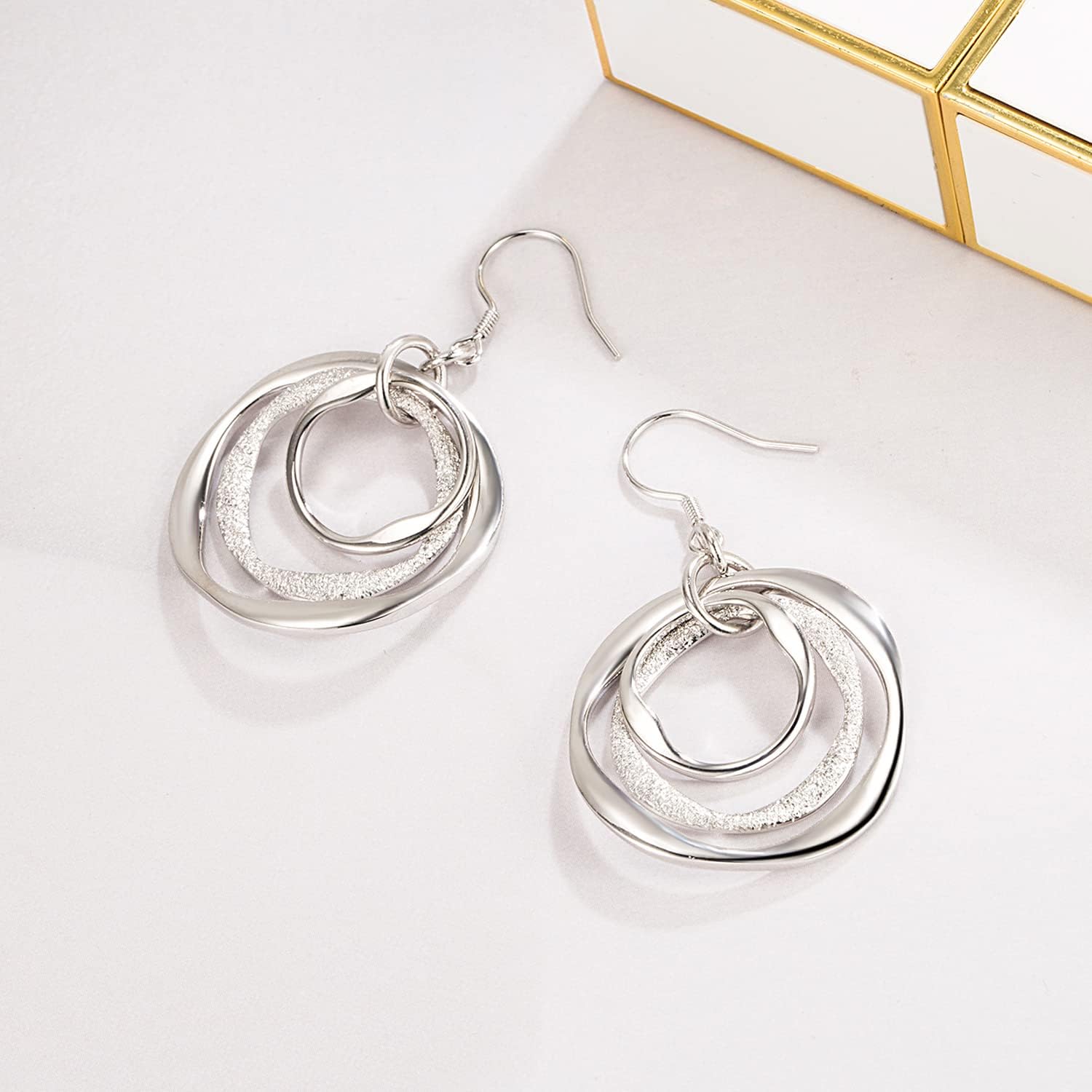Fashion 925 Sterling Silver Hoop Earrings Geometric Dangle Earrings Good Luck Vintage Dangles For Women Teardrop Earrings Fine Jewelry gift - Image 5