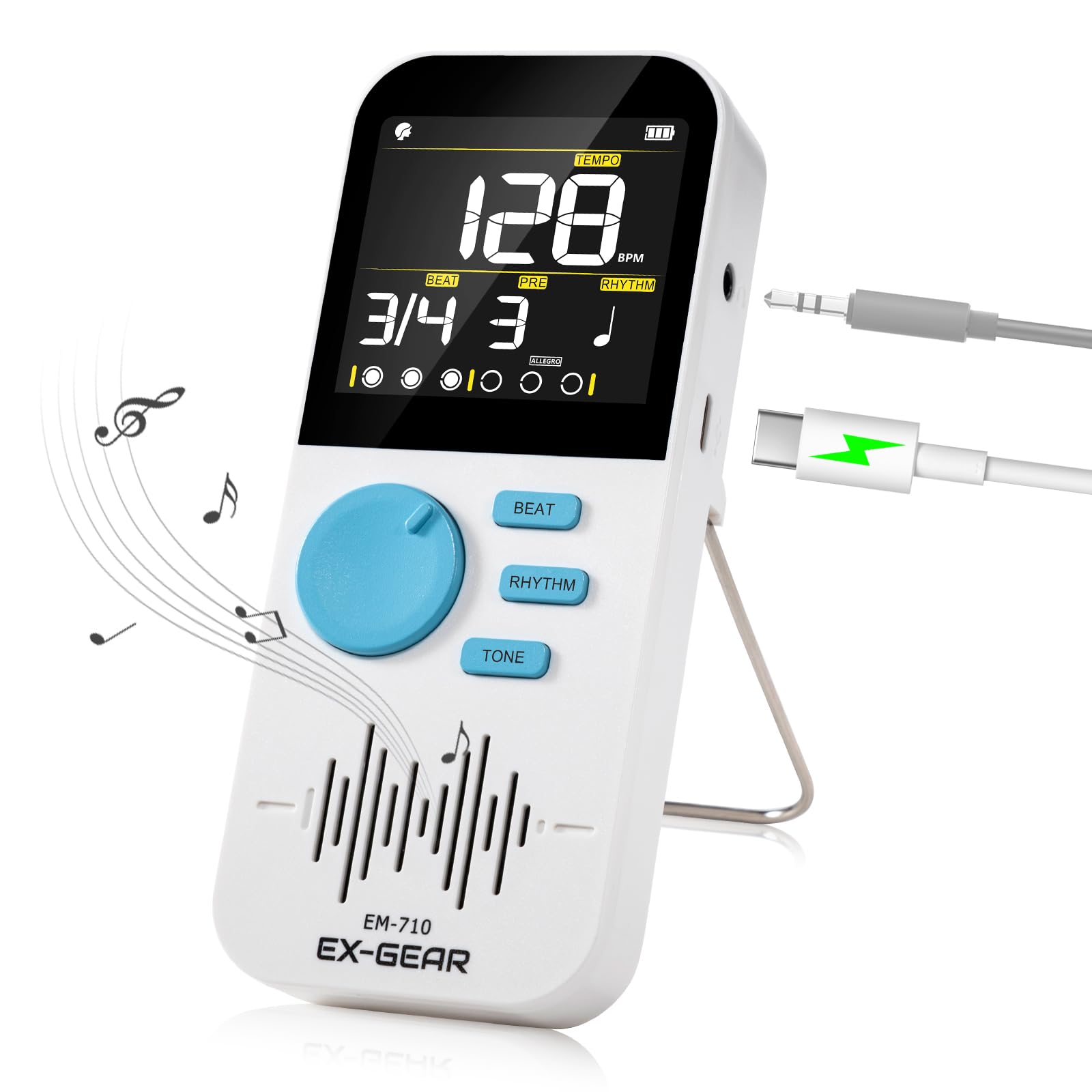 EX-Gear Métronome rechargeable avec grand écran LCD couleur pour piano et