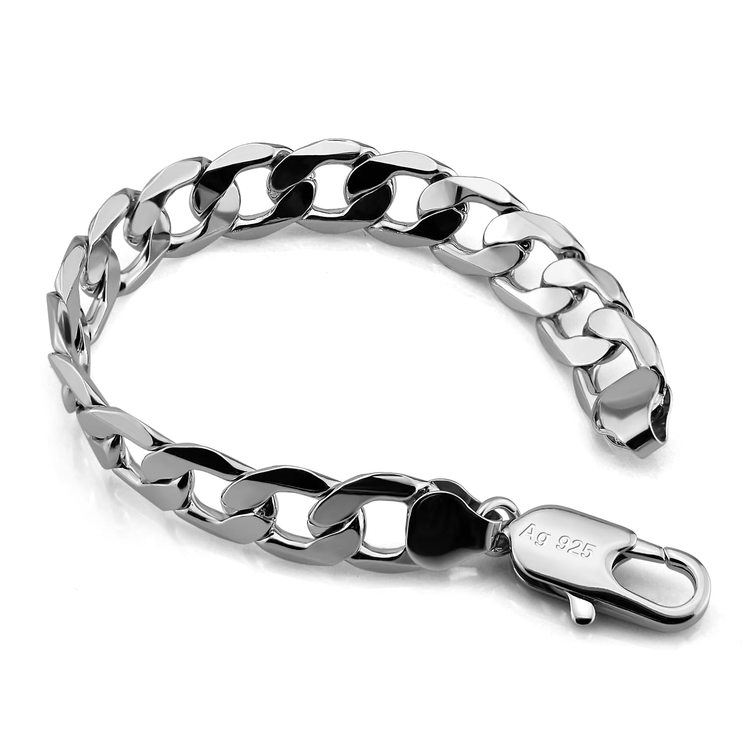 Dankadi - Pulsera cubana maciza, 10 mm, 12 mm, plata 925, para hombre, de 7 a 10 pulgadas, cadena de malla grande, con cierre de dragón, eslabón dorado, punk Hip Pop Miami